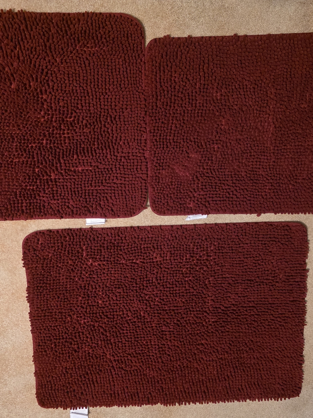 Gorilla Grip Plush Burgundy Chenille 3 Piece Bath Rug Set - Deep Red